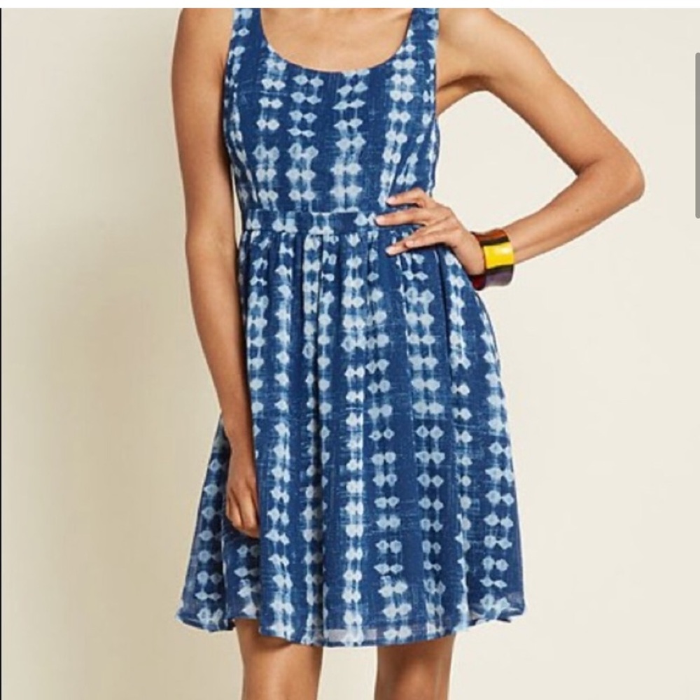 Pleasant Temperament Cotton A-Line Dress  in Shibori modcloth size Medium